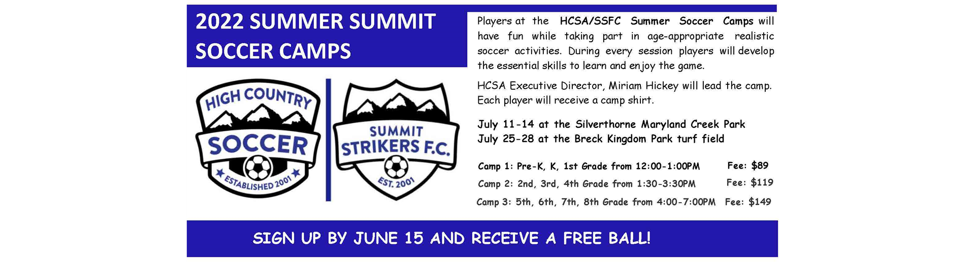 2022 Summer Soccer Camps!!