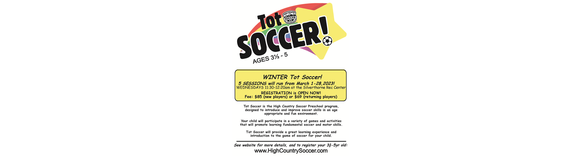 Tot Soccer starts March 1 in Silverthorne!